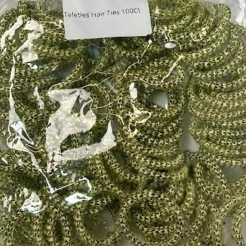 NEW! TELETIES Animal Print Hair‎ Ties - Hair Coils - 100 Pc (Small, Leopard)